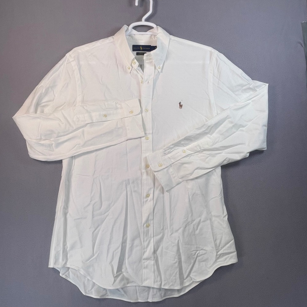Ralph Lauren Button Down Mens XL White Stretch Oxford Slim Fit Long Sleeve Pony
